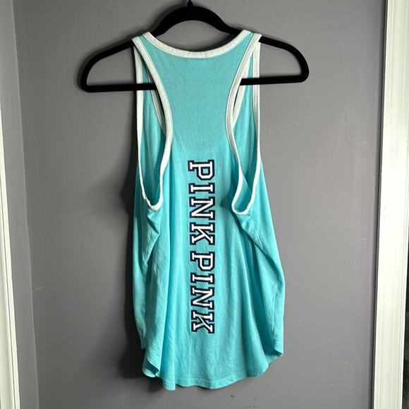 Victoria’s Secret Light Blue Racerback Tank with White Trim and Scoop Neck Sz Sm - Picture 6 of 9